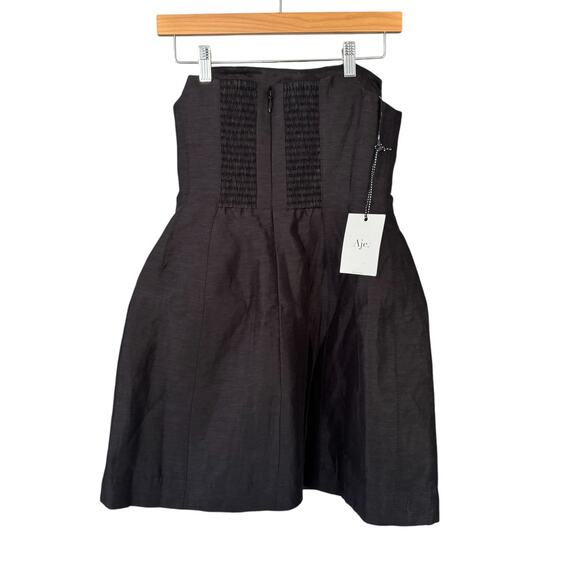 Aje Baret Strapless Linen-Blend Mini Dress Black AU 10 US 6 NWT - Picture 3 of 10